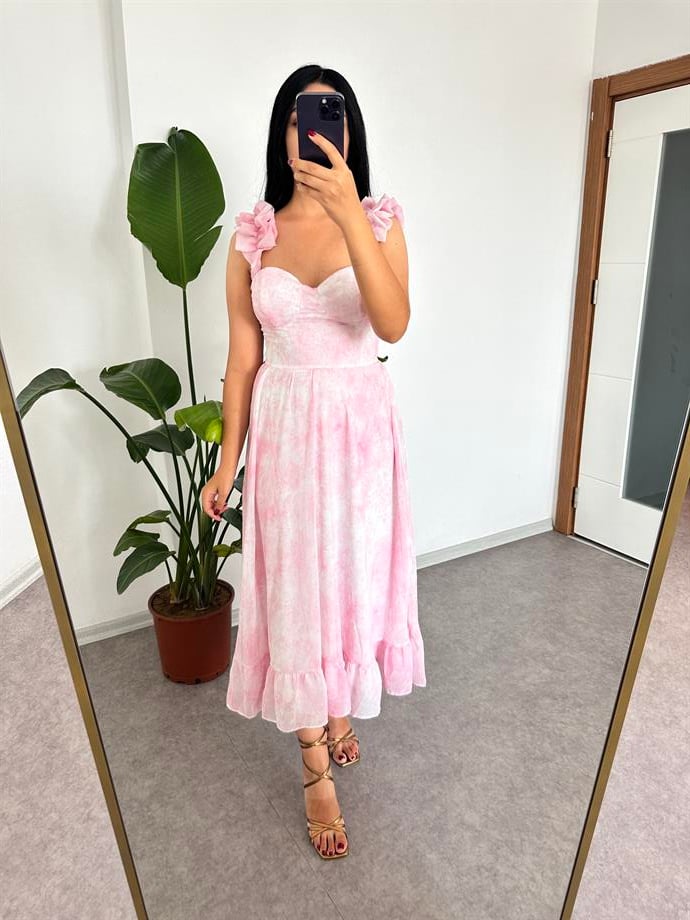 Şifon pembe elbise