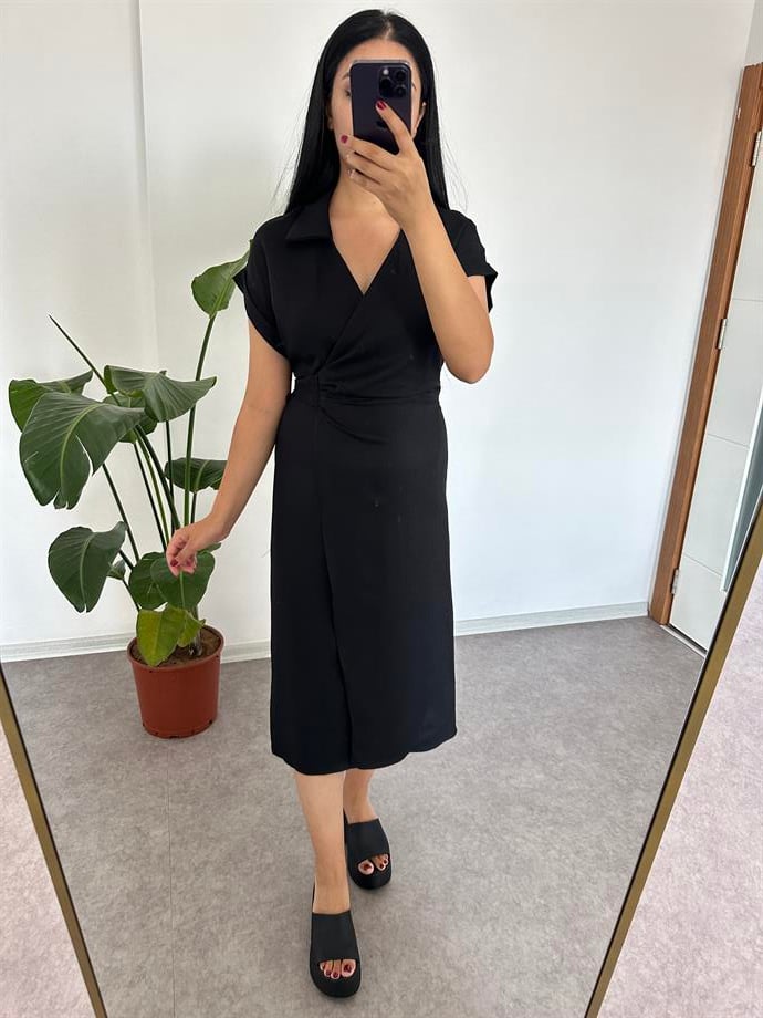 Siyah elbise keten bağlamalı