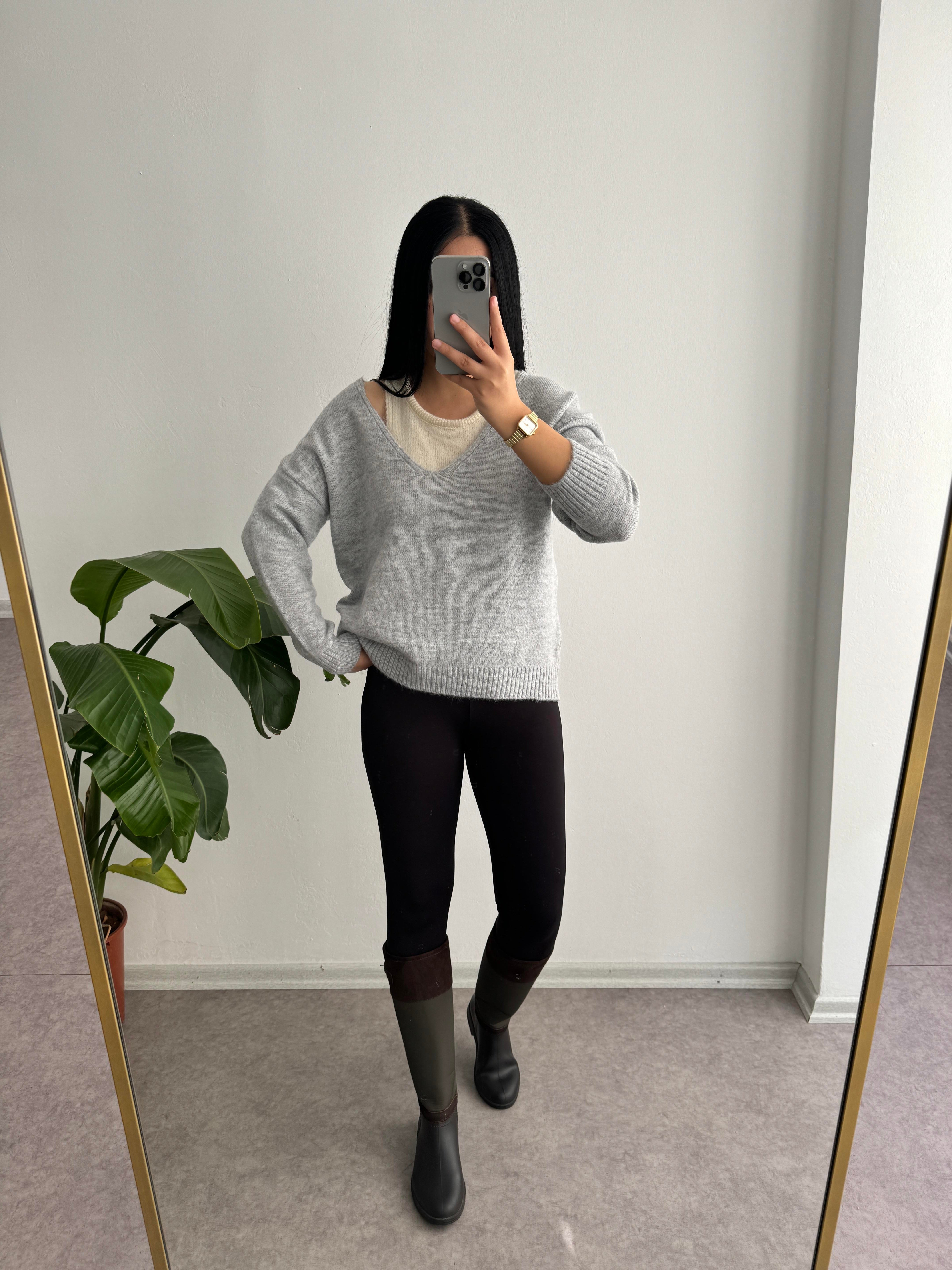 Triko kazak içlikli gri