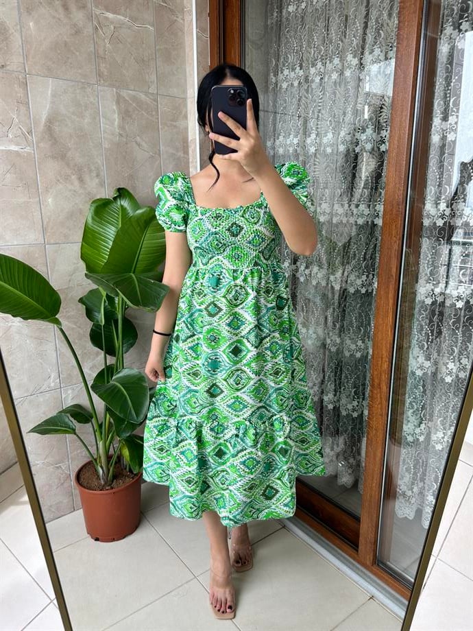 Yeşil poplin elbise