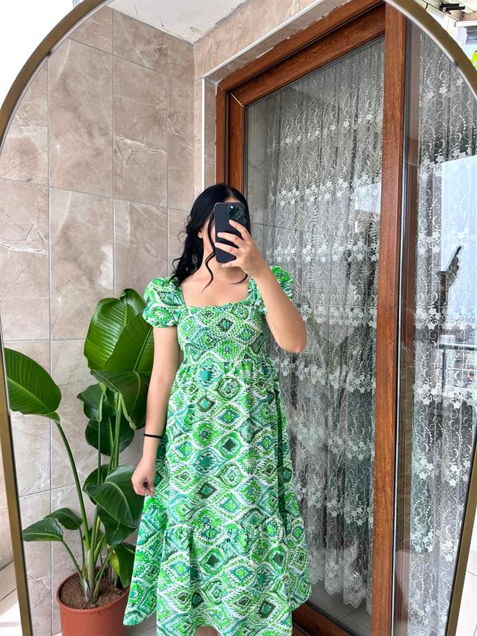 Yeşil poplin elbise