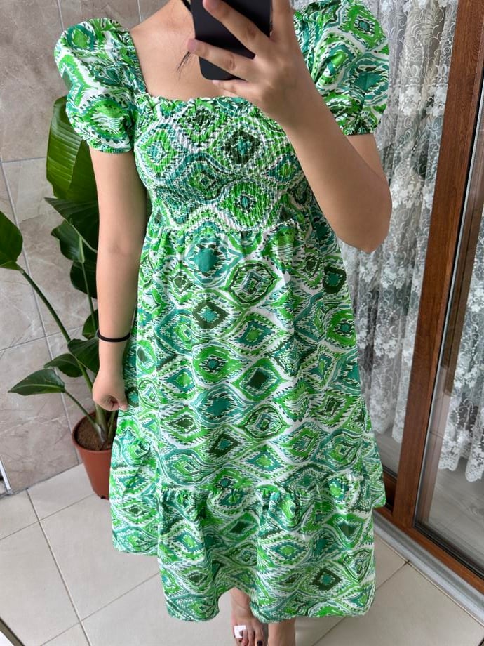 Yeşil poplin elbise