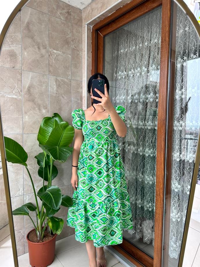 Yeşil poplin elbise
