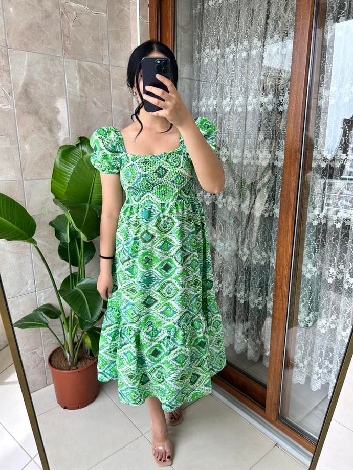 Yeşil poplin elbise