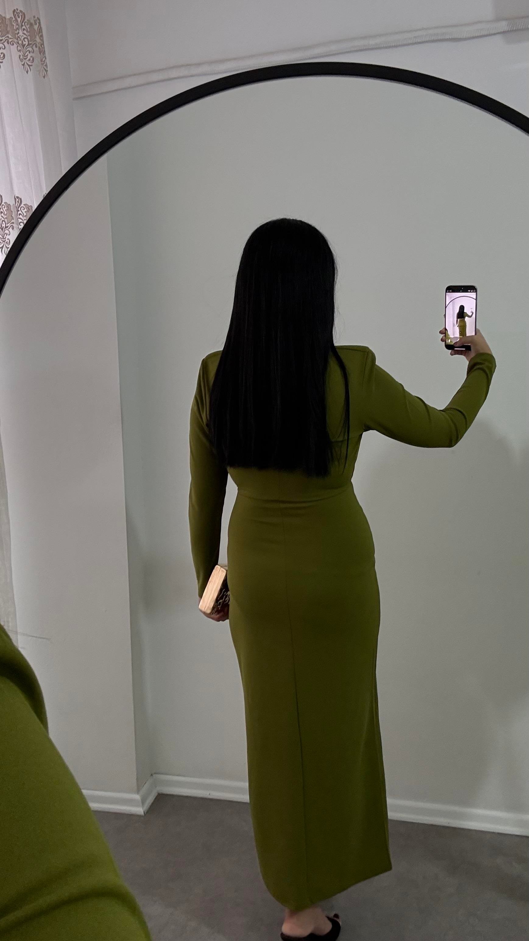 Yeşil Sever Krep Elbise