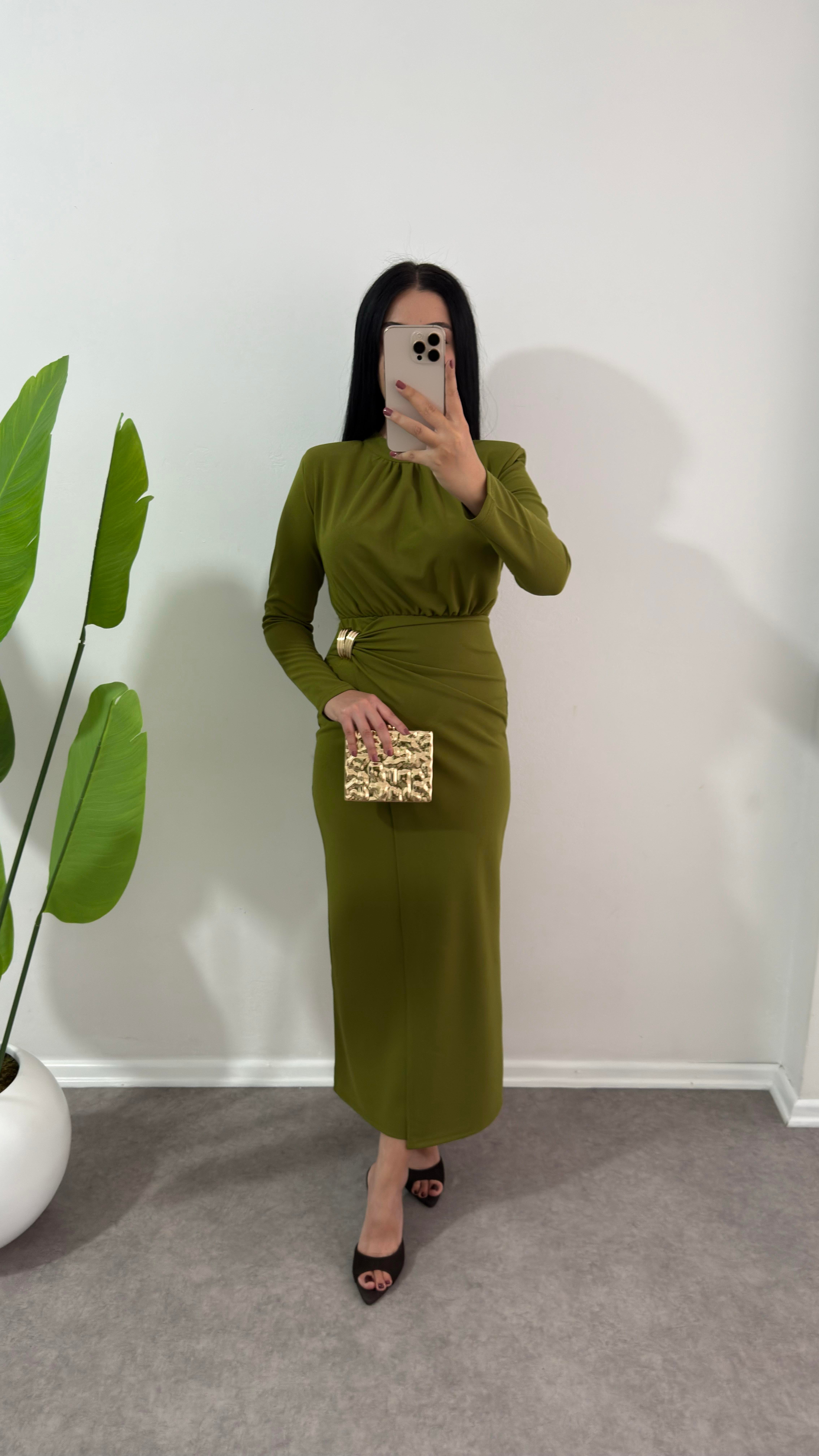 Yeşil Sever Krep Elbise