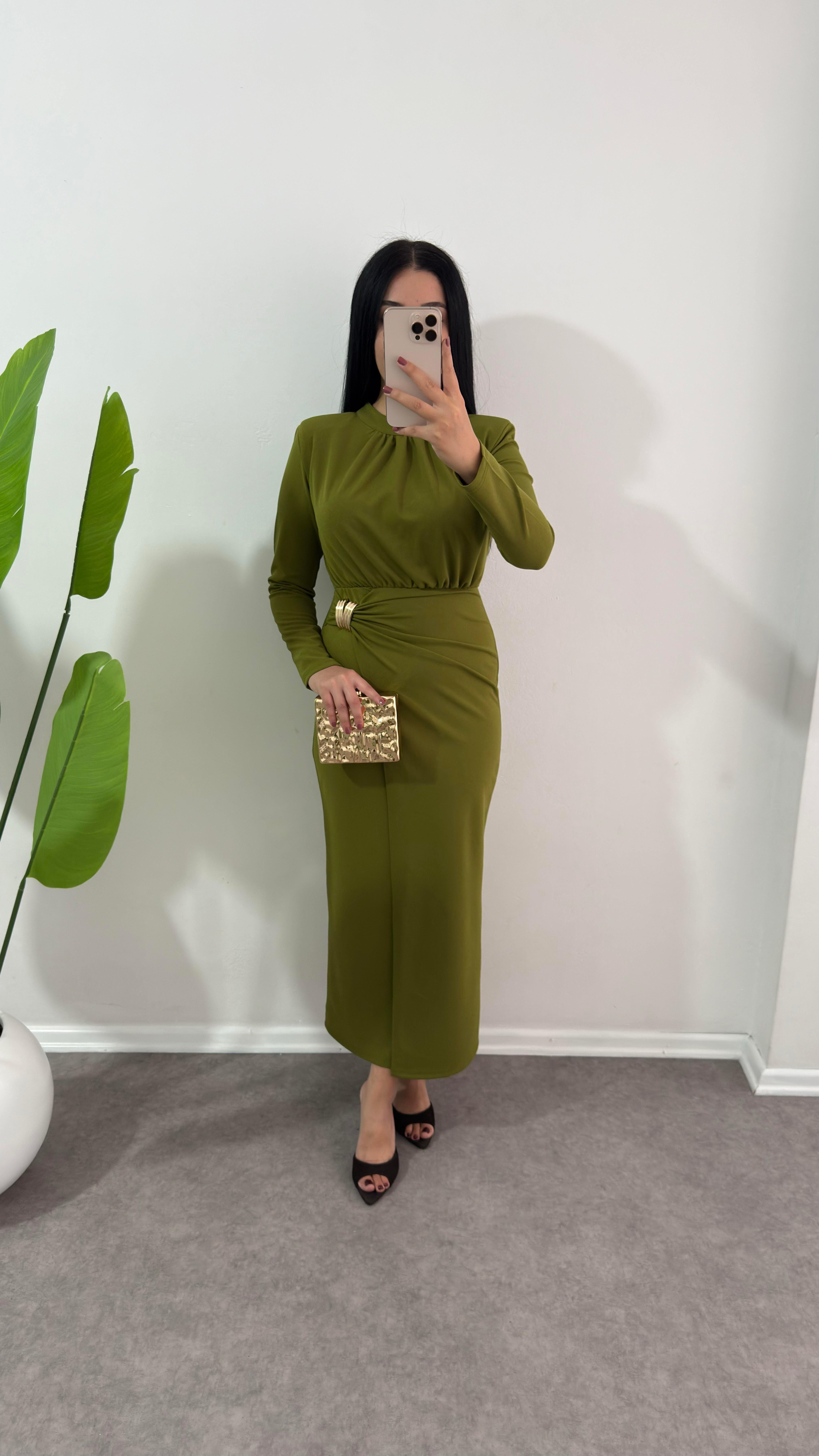 Yeşil Sever Krep Elbise