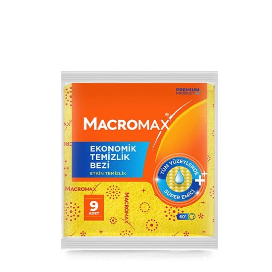 MACROMAX TEMİZLİK BEZİ 9'LU SARI *24