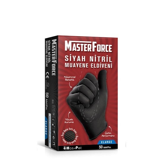 MASTER FORCE (XL) SİYAH NİTRİL KALIN 50'Lİ