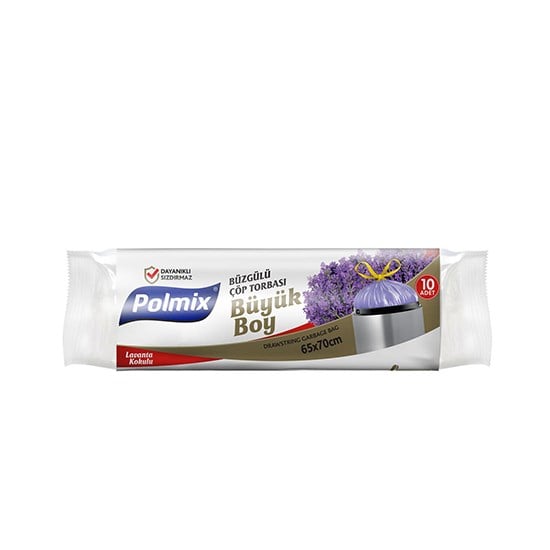 POLMİX 144 BÜYÜK 65x70 10'LU LAVANTA BÜZGÜ ÇÖP POŞETİ *30
