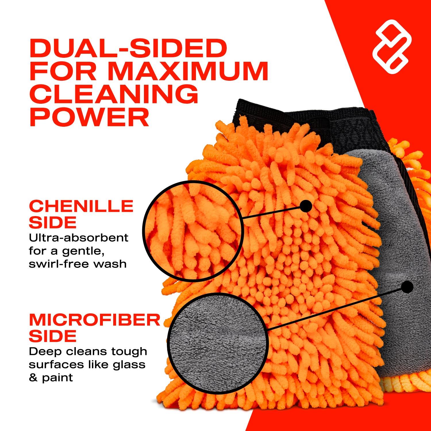 Nasiol Double Sided Microfiber Super Soft Chenille Car Wash Mitt-Scratch Free Cleaning