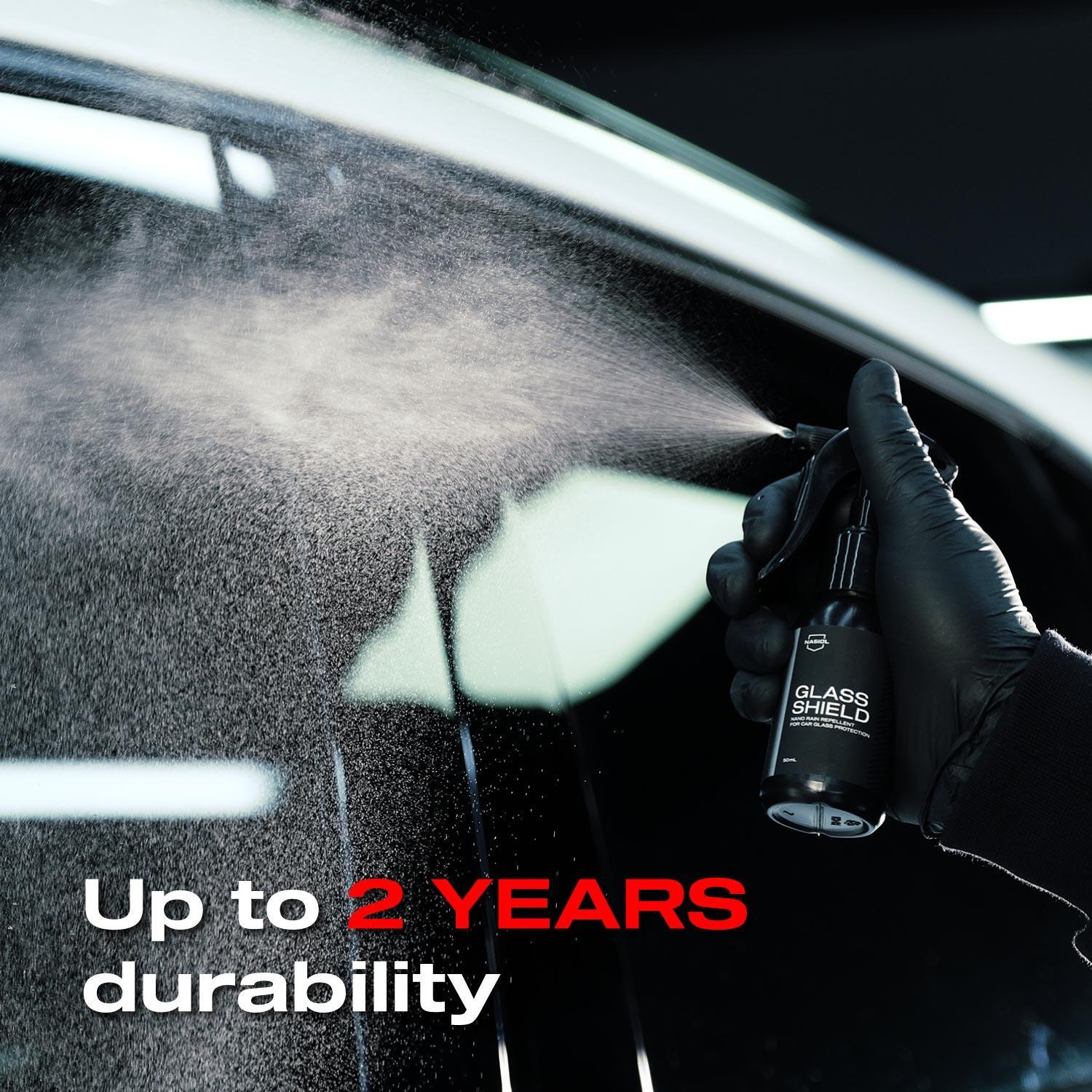 Nasiol Glasshield Nano Yağmur Kaydırıcı-Cam Yüzey Seramik Kaplama Spreyi-2 Yıl Dayanım-50ml
