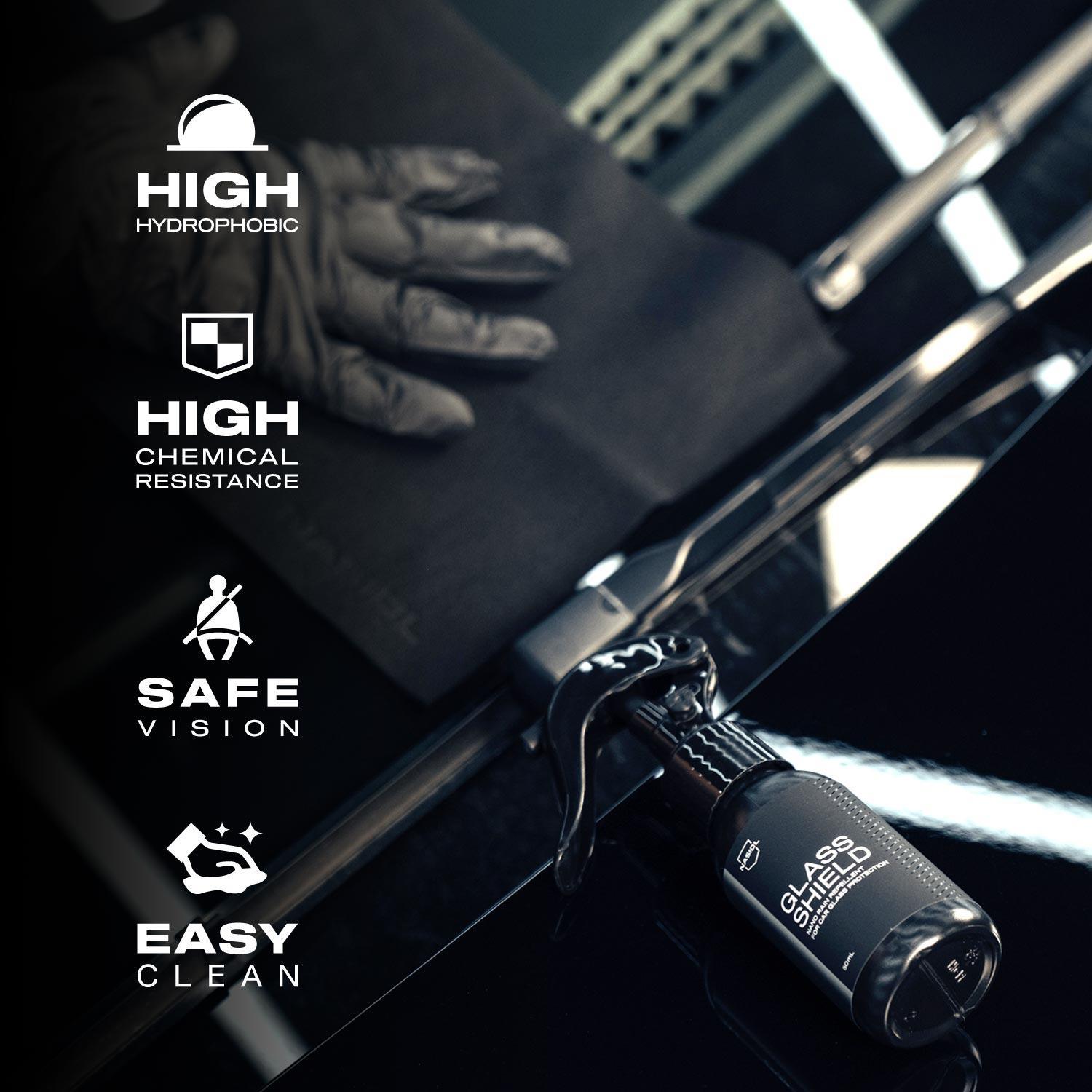 Nasiol Glasshield Nano Yağmur Kaydırıcı-Cam Yüzey Seramik Kaplama Spreyi-2 Yıl Dayanım-50ml