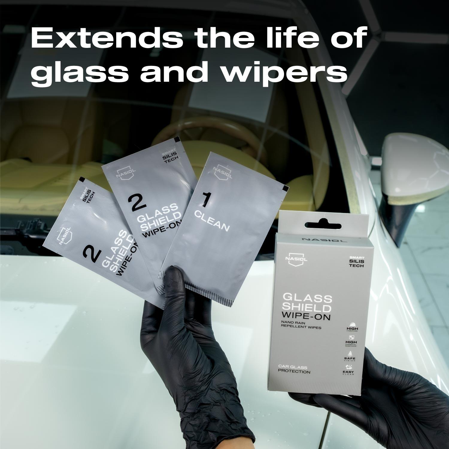 Nasiol Glasshield Wipe-On Nano Rain Repellent Wipes-Glass Surface Ceramic Coating-1 Year Durability
