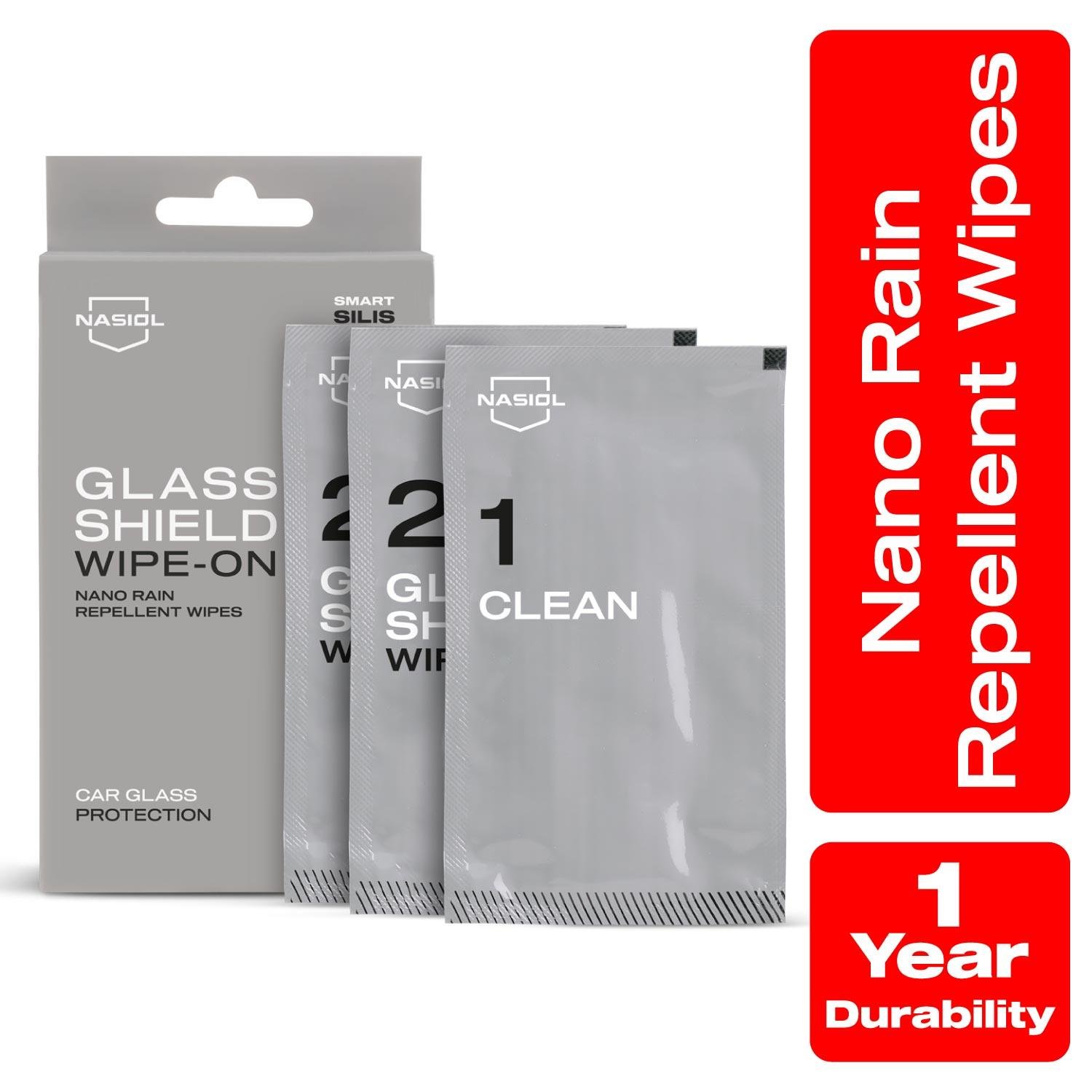 Nasiol Glasshield Wipe-On Nano Rain Repellent Wipes-Glass Surface Ceramic Coating-1 Year Durability