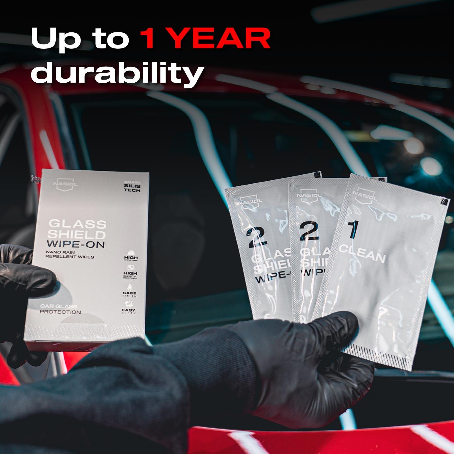 Nasiol Glasshield Wipe-On Nano Rain Repellent Wipes-Glass Surface Ceramic Coating-1 Year Durability