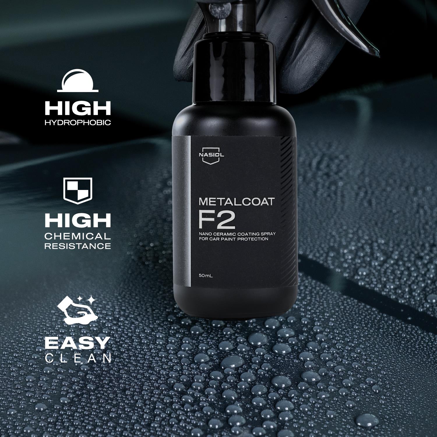 Nasiol Metalcoat F2 Car Spray Nano Ceramic Coating and Paint Protection-1 Year Durability-1.69FlOz
