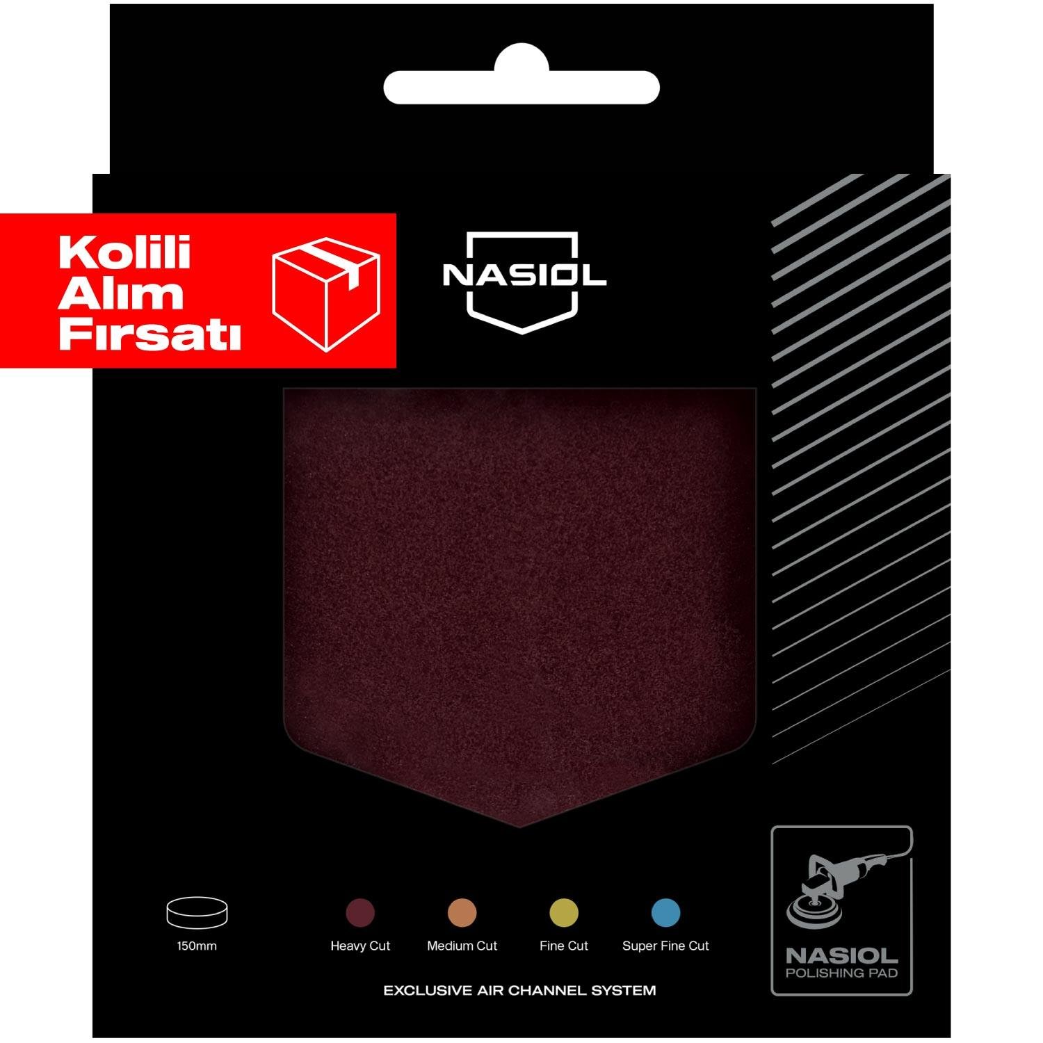 Nasiol Özel Hava Kanallı Polisaj Süngeri/Pedi-Ağır Çizik Giderici-150mm-Bordo 10'lu Set (Kolili)