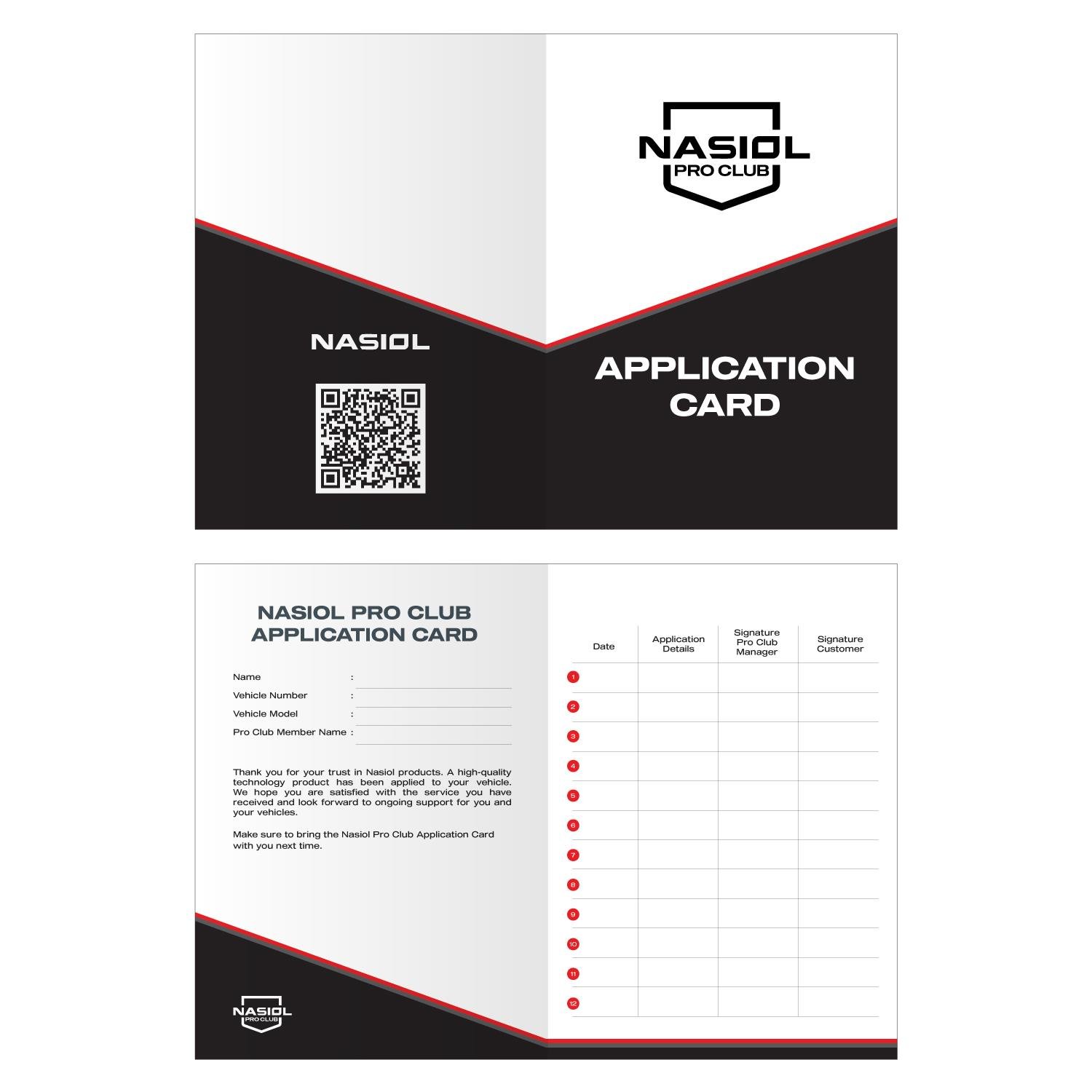 Nasiol Printed Application Card 10x15 cm