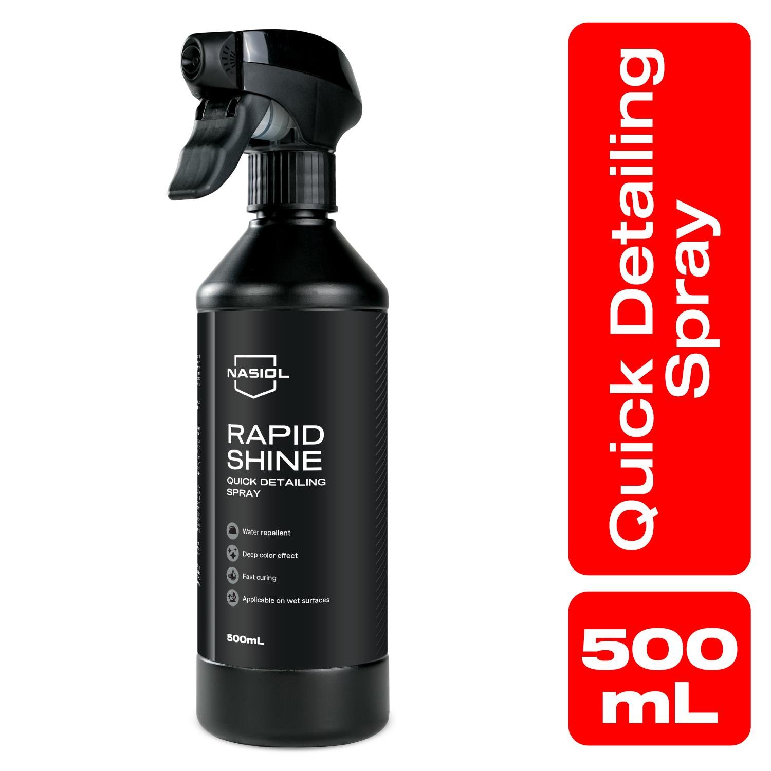 Nasiol Rapidshine Car Quick Nano Detail Spray-Deep Color Effect-Showroom Gloss-6 ​​Months Durability-16.90FlOz