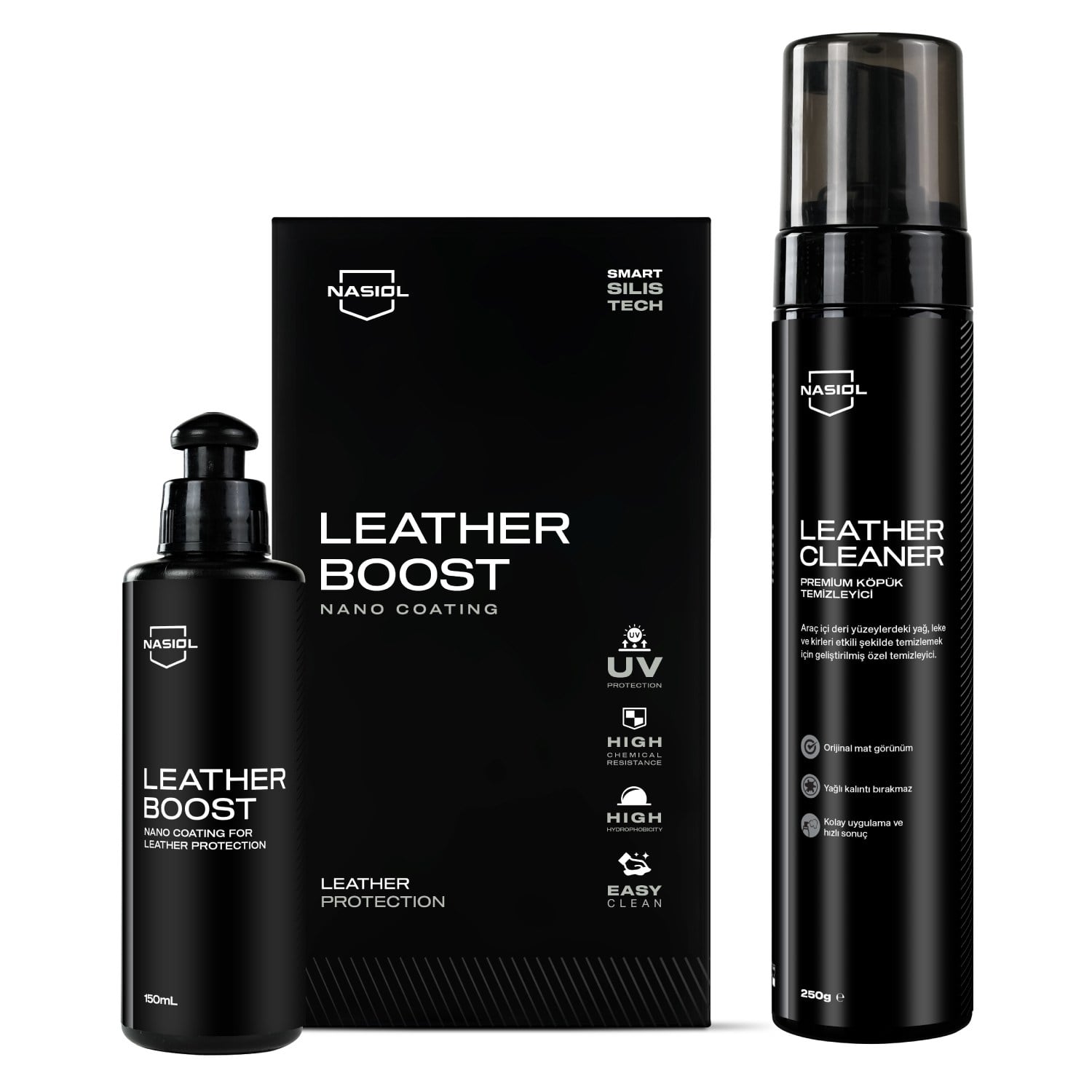 Nasiol Leatherboost Leather Surface Nano Coating and Leather Cleaner Leather Surface Cleaning Set-Leather Care-Advantage Package