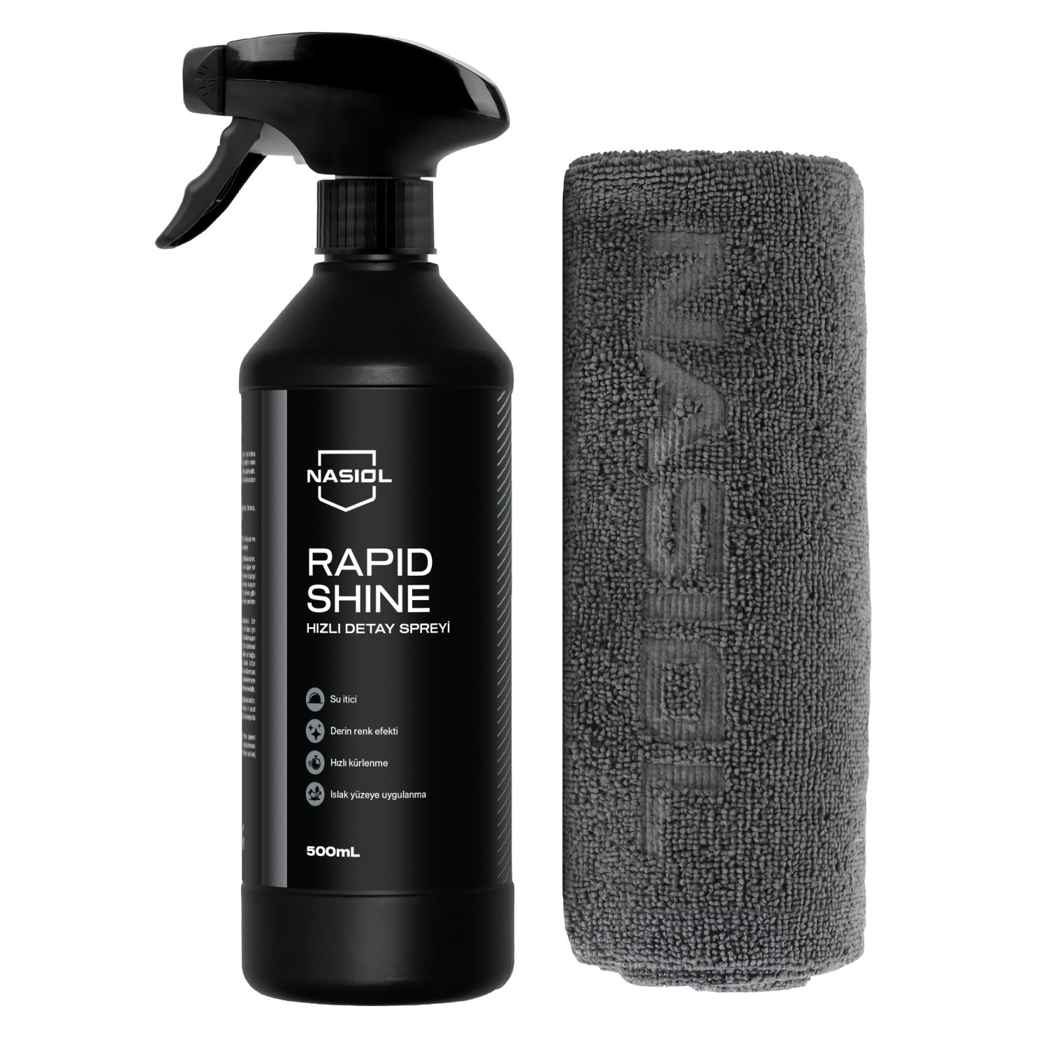 Nasiol Rapidshine Car Quick Nano Detail Spray and Microfiber Detailing Cloth(2Qty) Set-Advantage Package