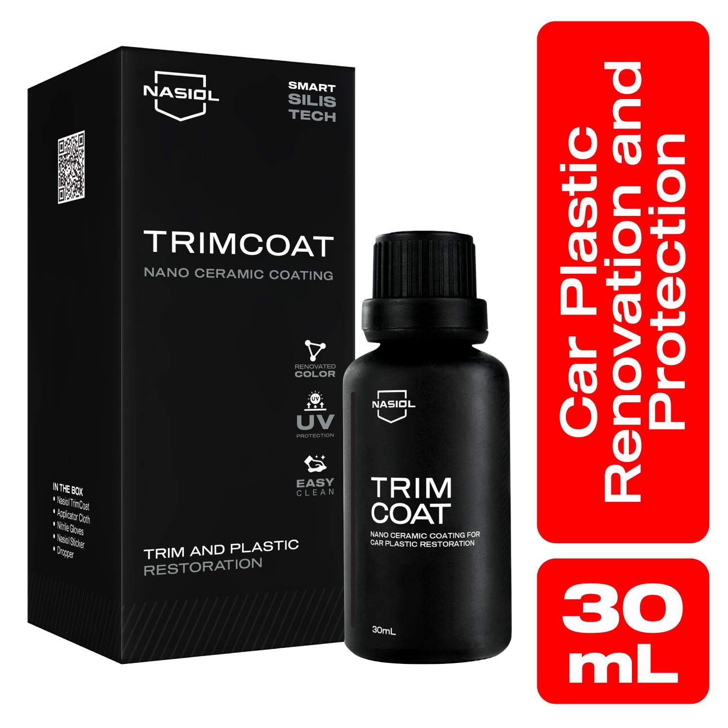 Nasiol Trimcoat Nano Ceramic Coating for Car Plastic Renovation and Protection-2 Years Durability-1.01FlOz