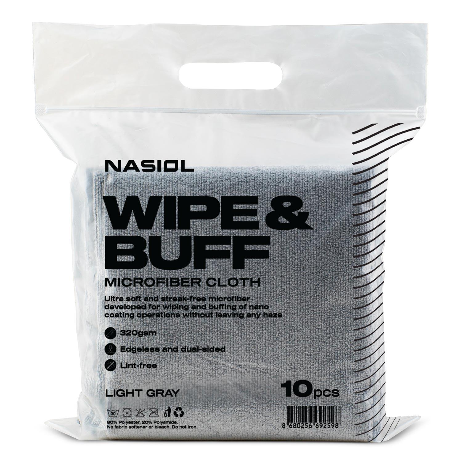Nasiol Wipe&Buff Microfiber Ceramic Coating Detailing Cloth 10pcs-Light Gray-16x16inch-320gsm
