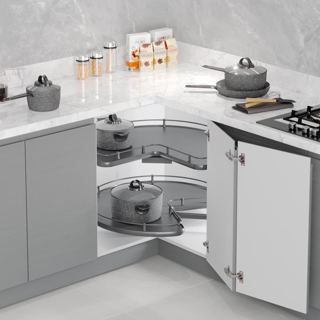 3/4 Borusuz Ahşap Tabanlı Döner Sepet Takımı S3051