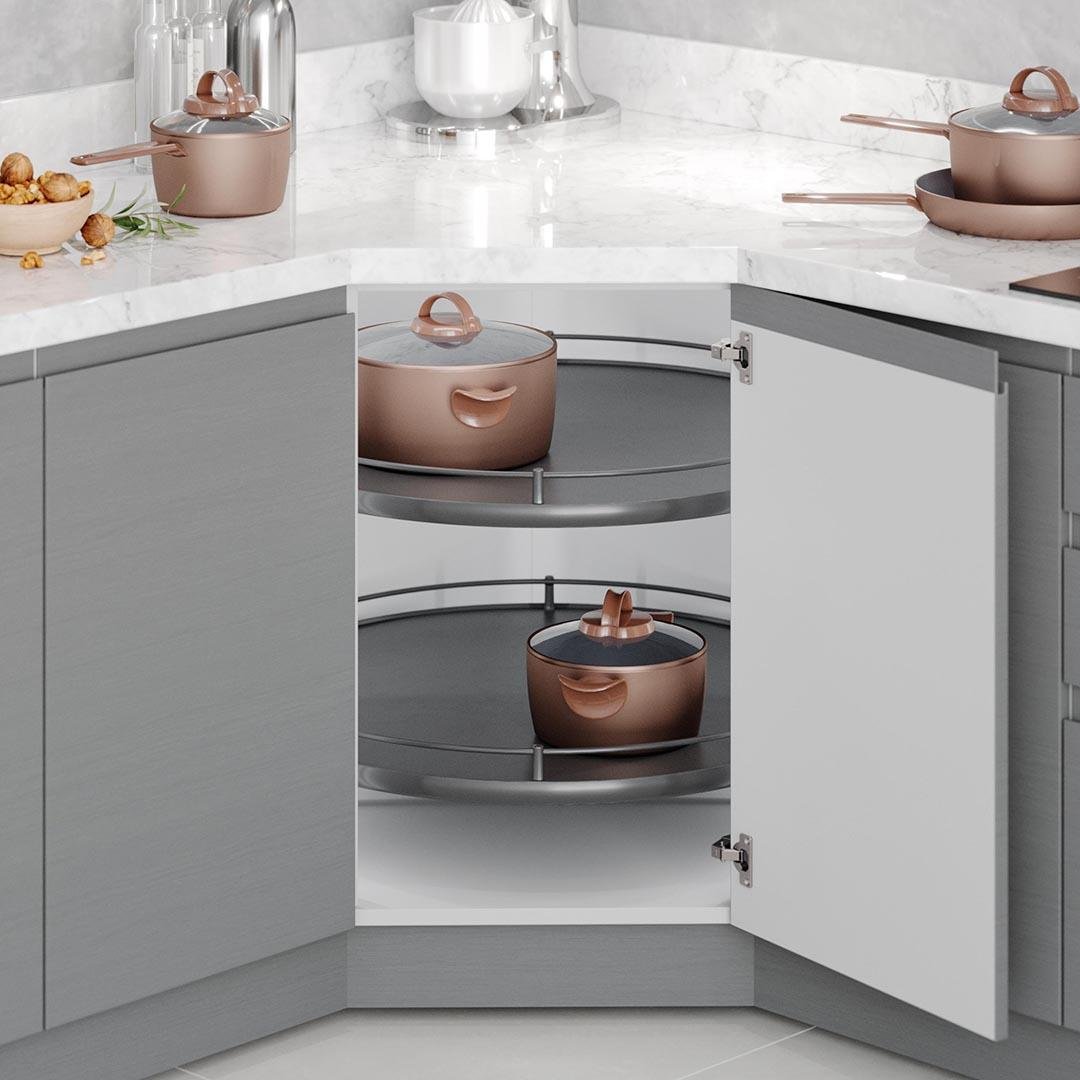 4 / 4 Borusuz Ahşap Tablalı Döner Sepet Takımı - S3053