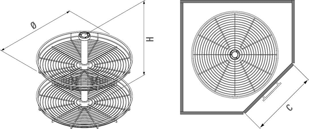 4/4 Lüks Köşe Döner Sepet Takımı S3032