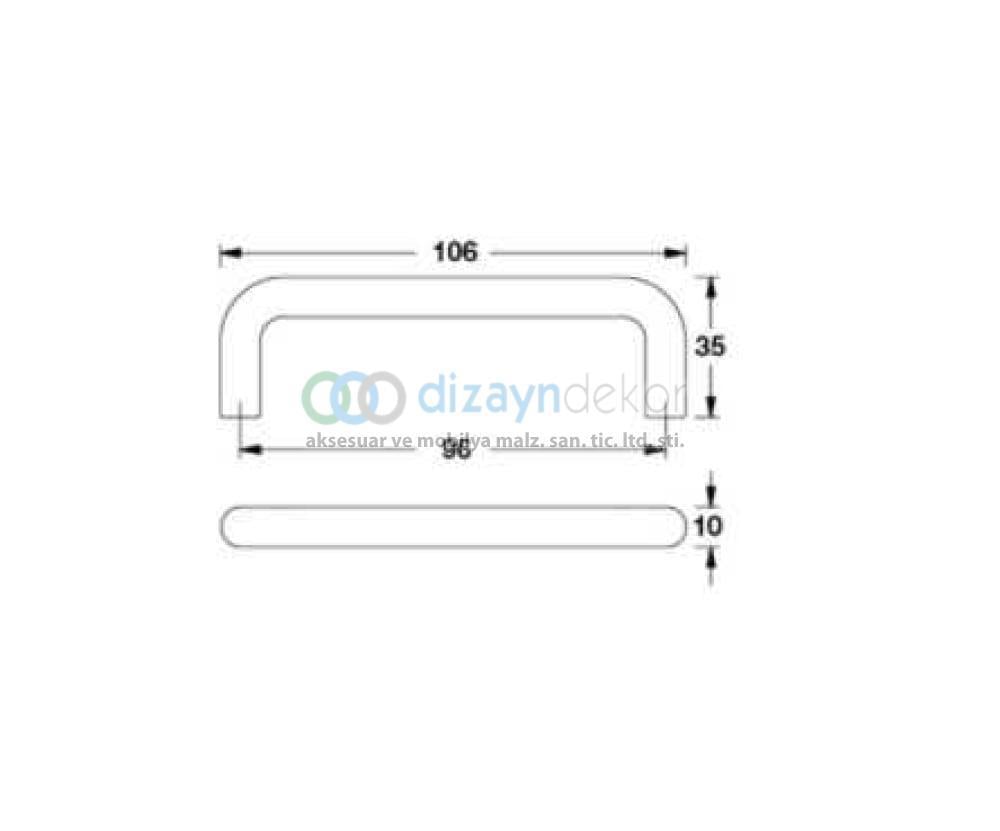 96 Mm. Plus U Tipi Kulp İnox-mat Siyah Kaplama 