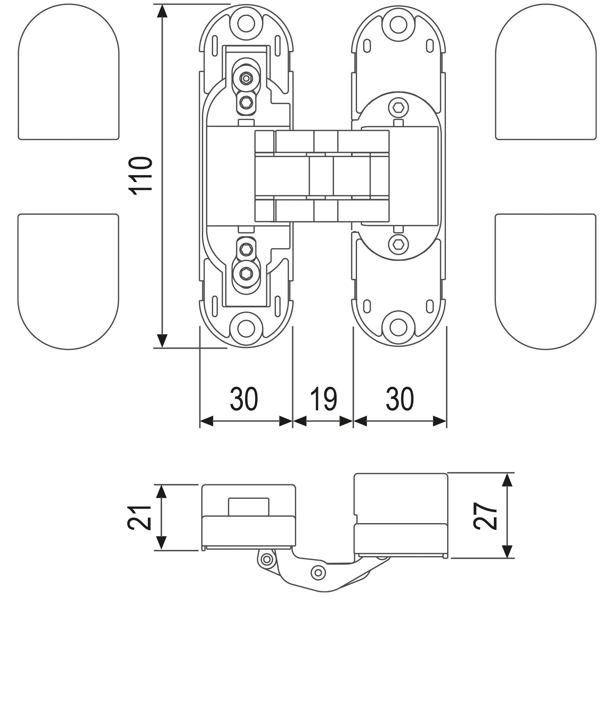 AGB Gizli Menteşe ECLIPSE 2.2 Mat Krom