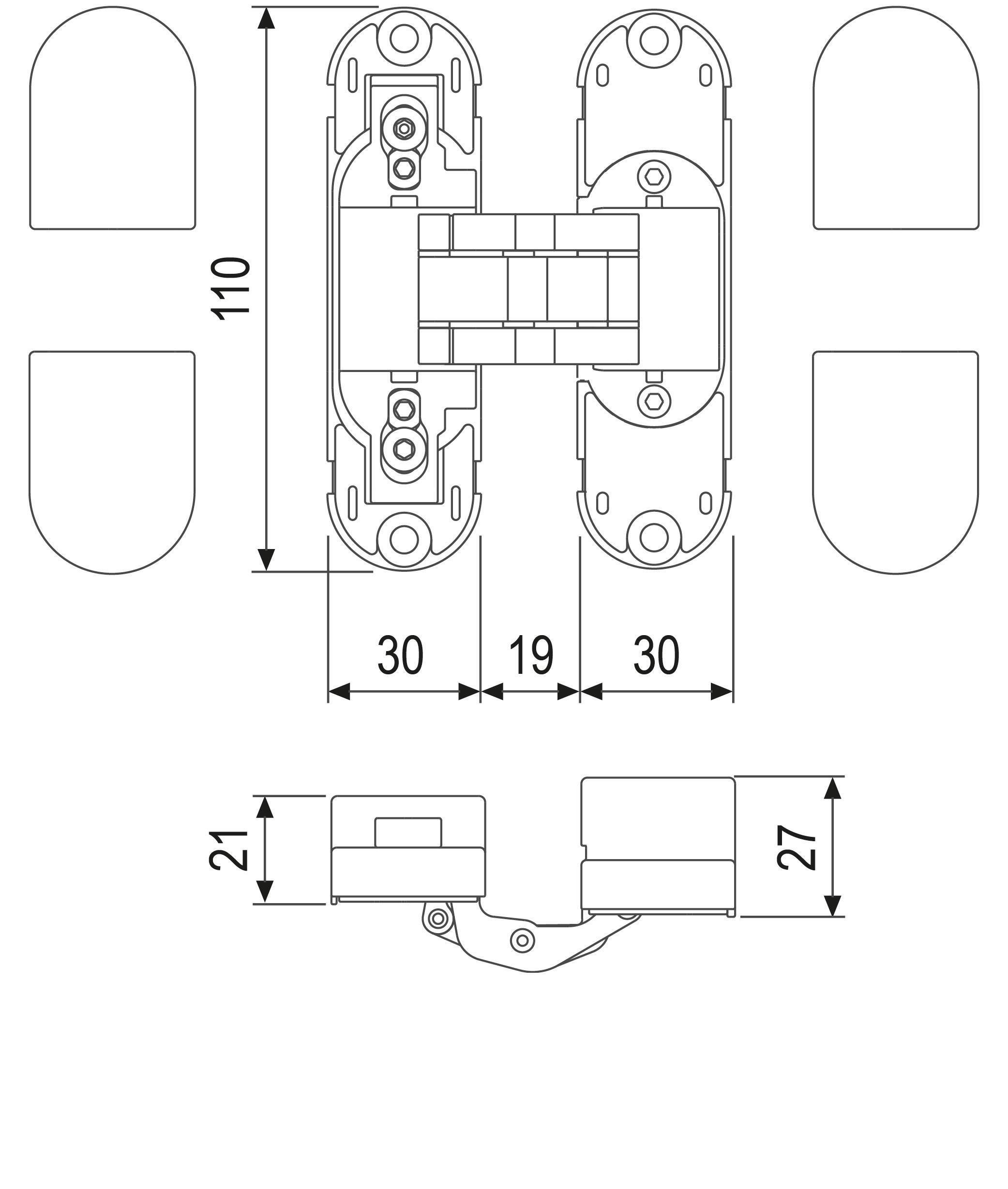 AGB Gizli Menteşe ECLIPSE 2.2 Mat Krom