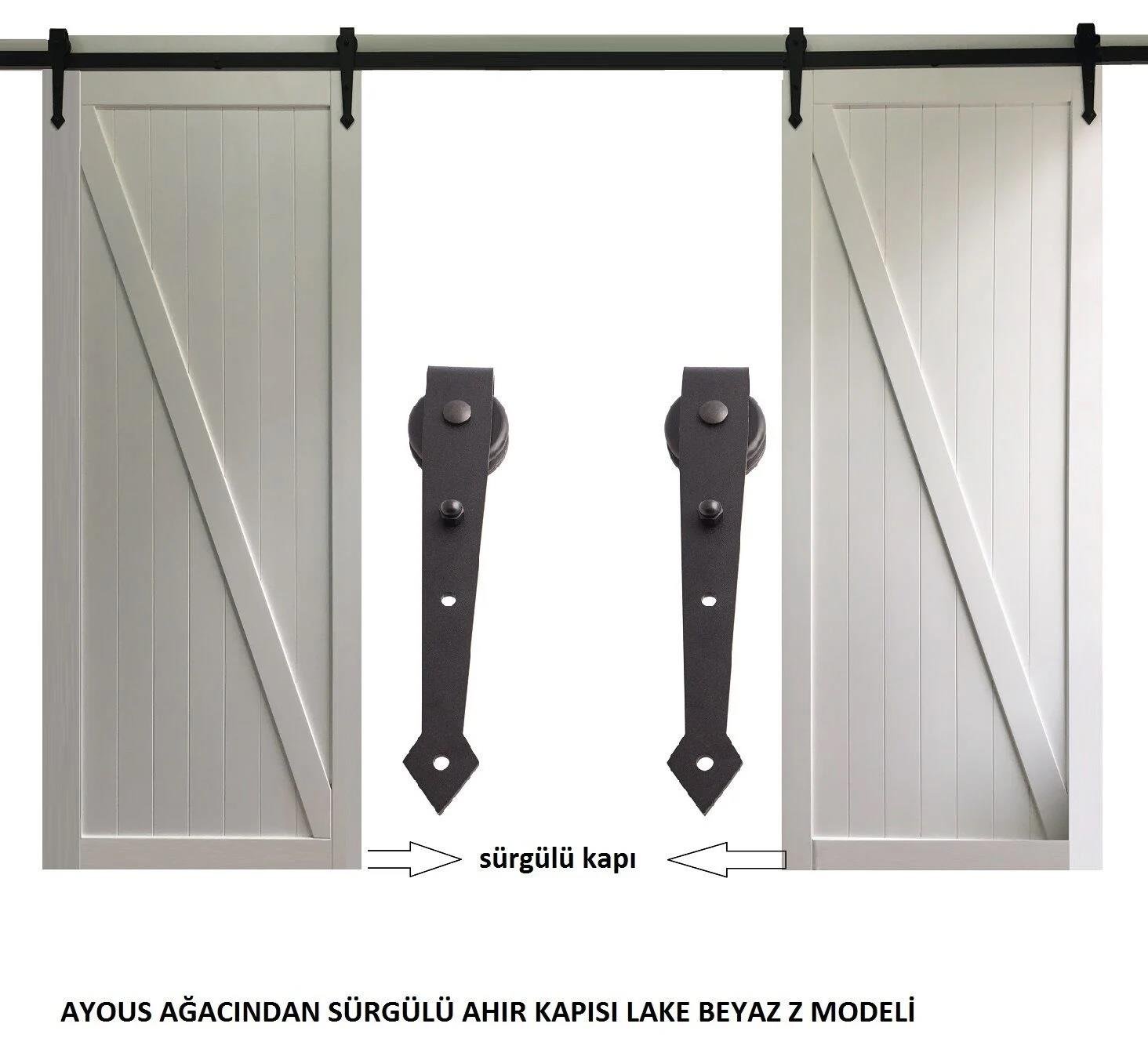 Ahır Kapı Çift Kanat Ferforje Mat Siyah Sürgü Kayar Kapı Sistemi