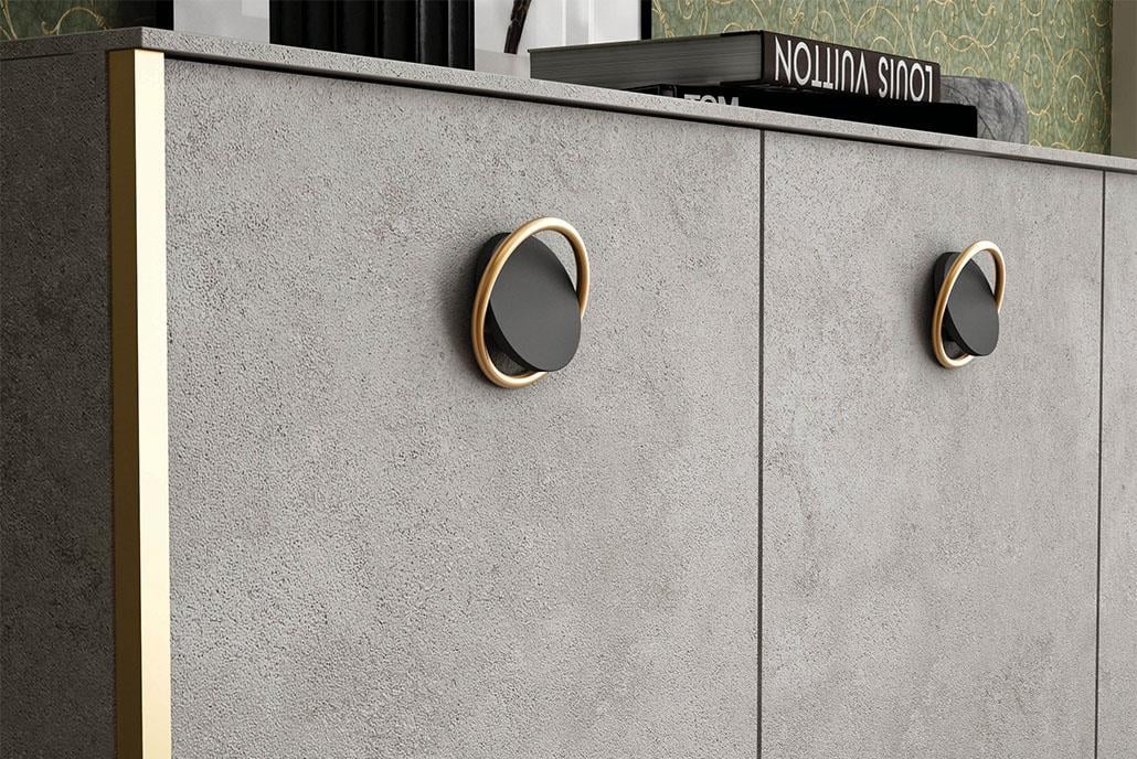 Aksesuar Mobilya Kulp Parlak Altın Mat Siyah 32 Mm. Dole