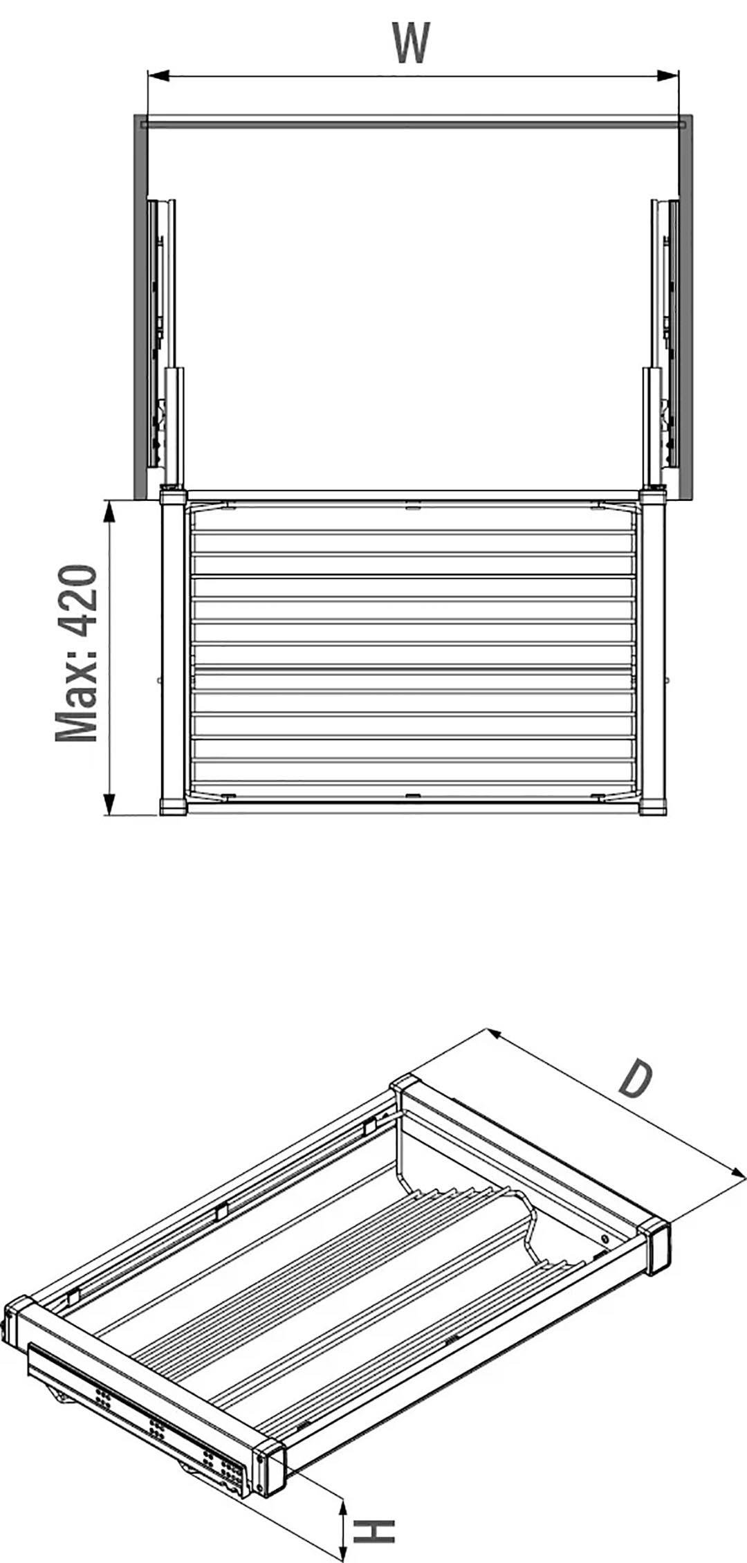Antrasit Gizli Blum Tandem Raylı Frenli Ayakkabılık Seti S6731-6732