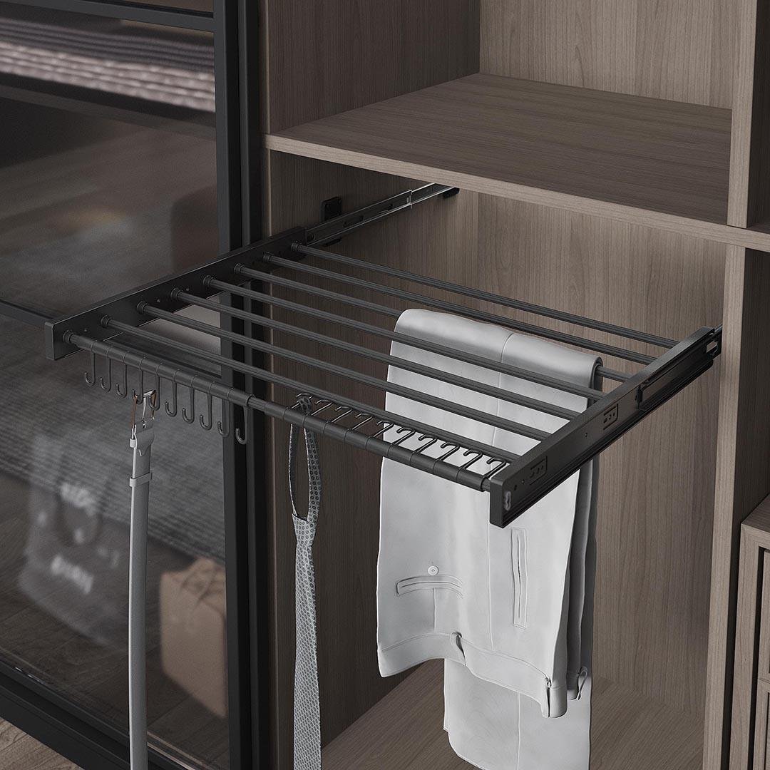 Antrasit Yan Bağlantılı Teleskopik Raylı Pantolonluk Kemer, Kravat Askılı S6301-6308