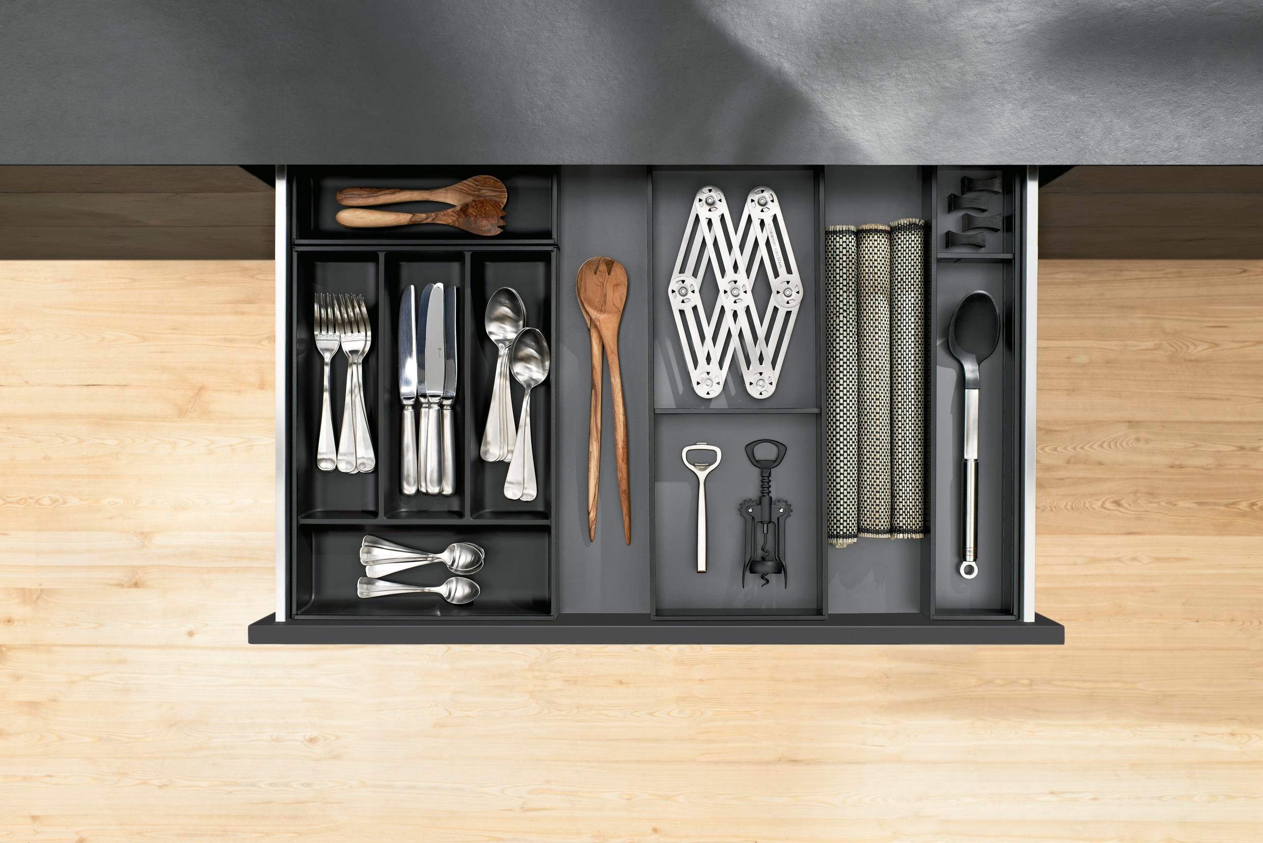 Blum Ambia-line Çekmece İçi Kaşıklık Antrasit-mat Siyah 100 Cm. Modül Zc7s500bs3-100