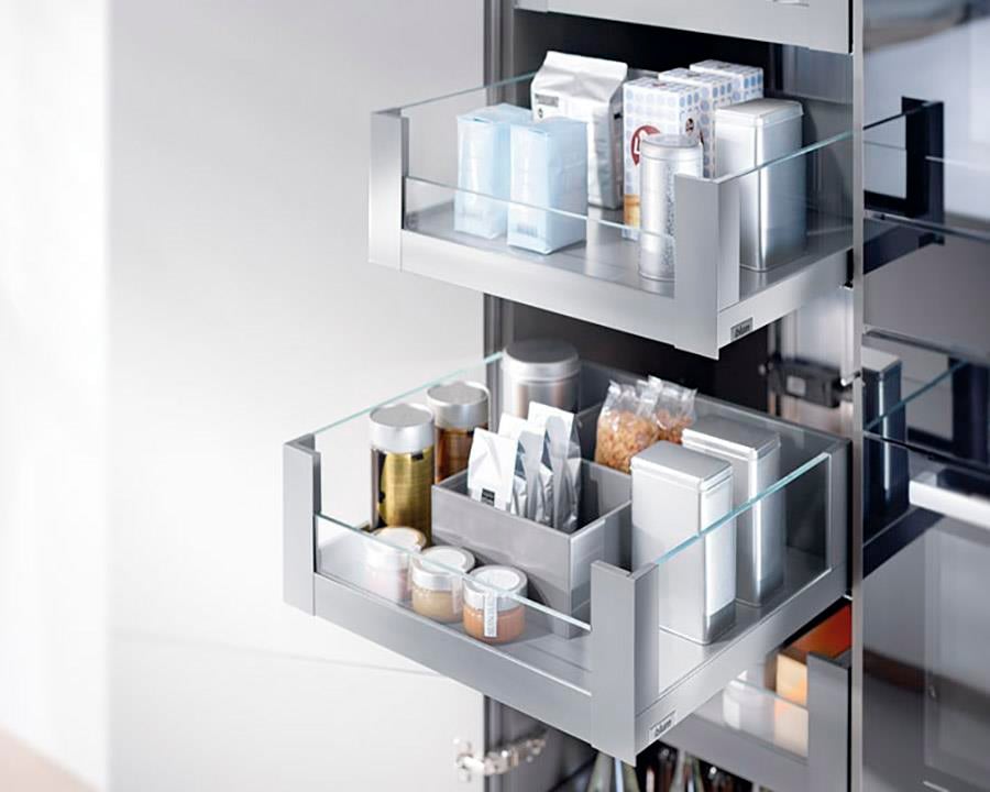 Blum İç Kiler Çekmecesi Legrabox Free C Yüksek Camlı Yanak Önü Camlı 35 cm. Frenli Blumotion Orion Gri Antrasit