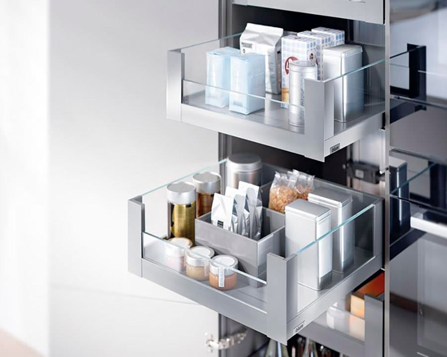 Blum İç Kiler Çekmecesi Legrabox Free C Yüksek Camlı Yanak Önü Camlı 35 cm. Frenli Blumotion Orion Gri Antrasit