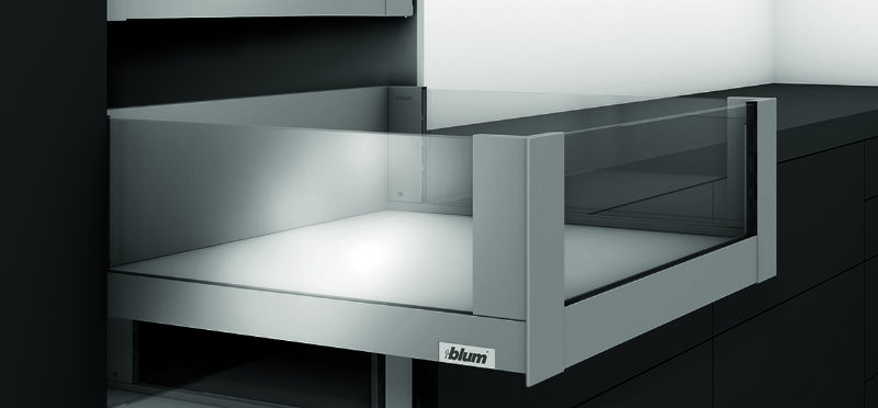 Blum İç Kiler Çekmecesi Legrabox Free C Yüksek Camlı Yanak Önü Camlı 35 cm. Frenli Blumotion Orion Gri Antrasit