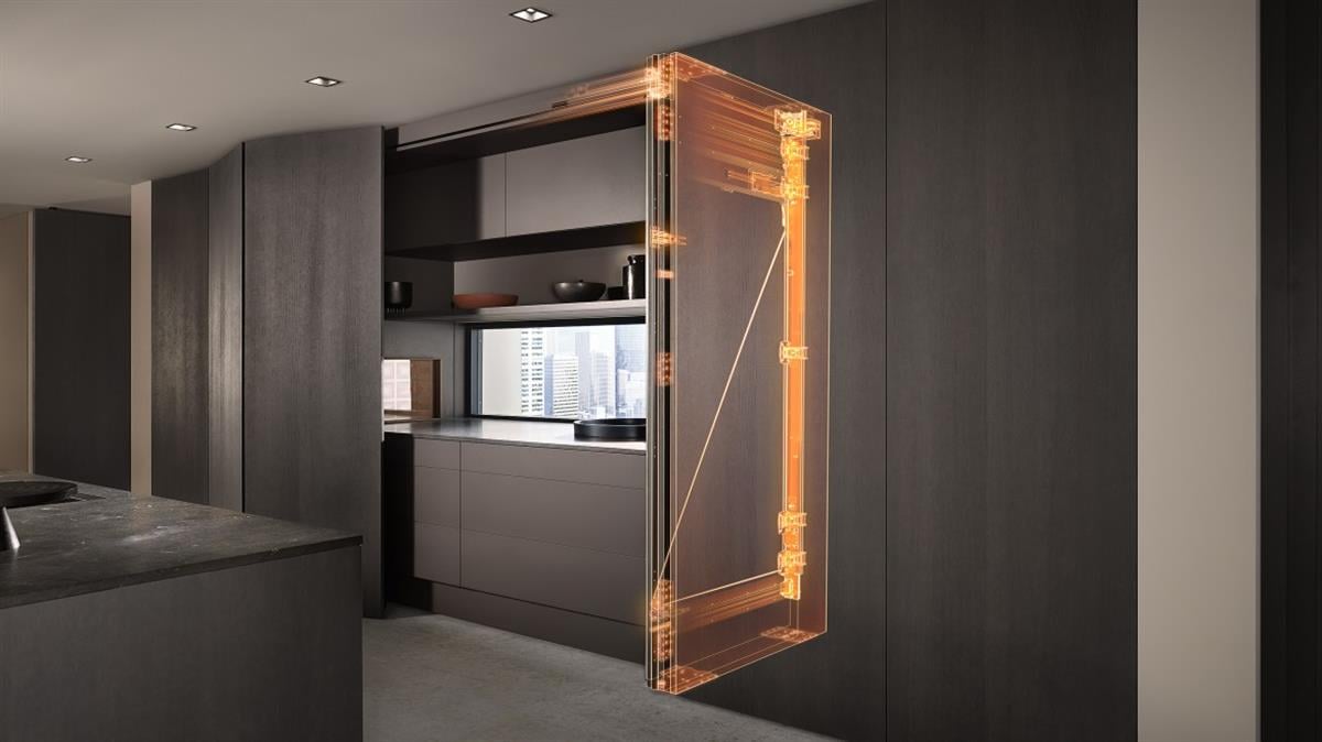 Blum Revego Duo + Duo Çift Kapak Açılır ve İçeri Kayar Kapak Sistemi