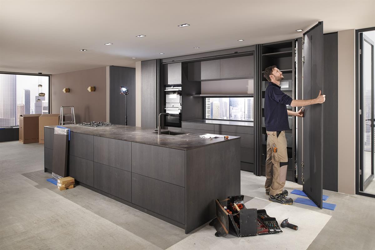 Blum Revego Duo + Duo Çift Kapak Açılır ve İçeri Kayar Kapak Sistemi