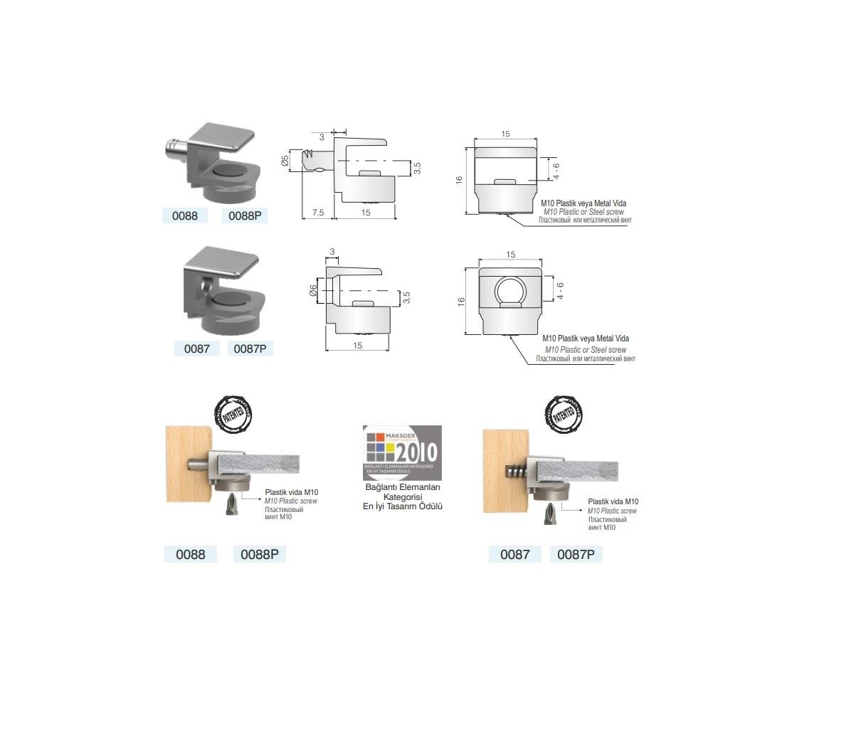 Cam - Ahşap Taşıyıcı Raf Pimi 4-6 Mm.-4 Adet