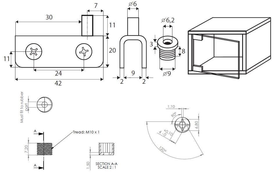 Cam Kapak Menteşesi U Tipi Paslanmaz Çelik 6 Mm