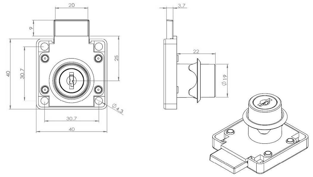 Çekmece Dolap Kapak Kiliti Siyah Kaplamalı