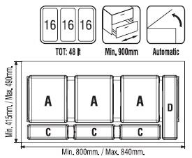 Çekmece İçi Çöp Kovası & Deterjanlık 90 Cm. Modül