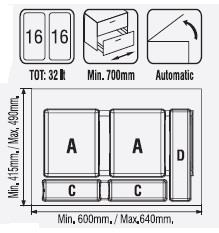 Çekmece İçi Çöp Kovası & Deterjanlık 70 Cm. Modül
