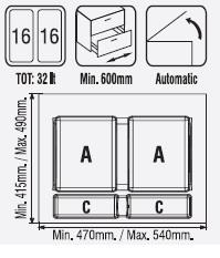 Çekmece İçi Çöp Kovası & Deterjanlık 60 Cm. Modül
